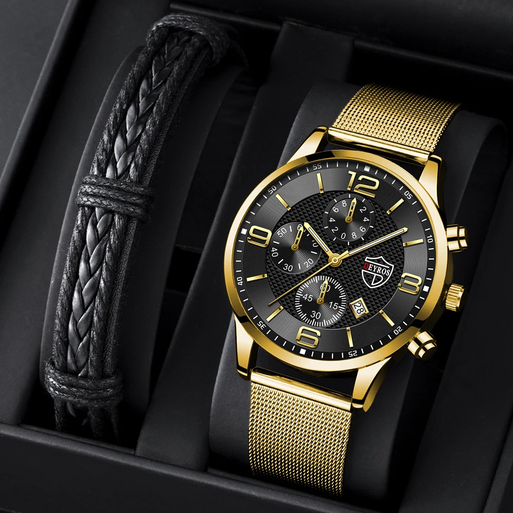 

relogio masculino Fashion Business Mens Watches Stainless Steel Mesh Belt Quartz Luxury Wrist Watch Wristband Men Luminous Clock