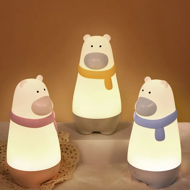 NEW Bear LED Night light cute animal table lamp Dimming for children kids bedroom home decoration holiday gifts USB Rechargeable