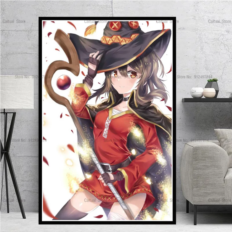 KonoSuba MEGUMIN японское аниме мультфильм девушка холст живопись плакат печать