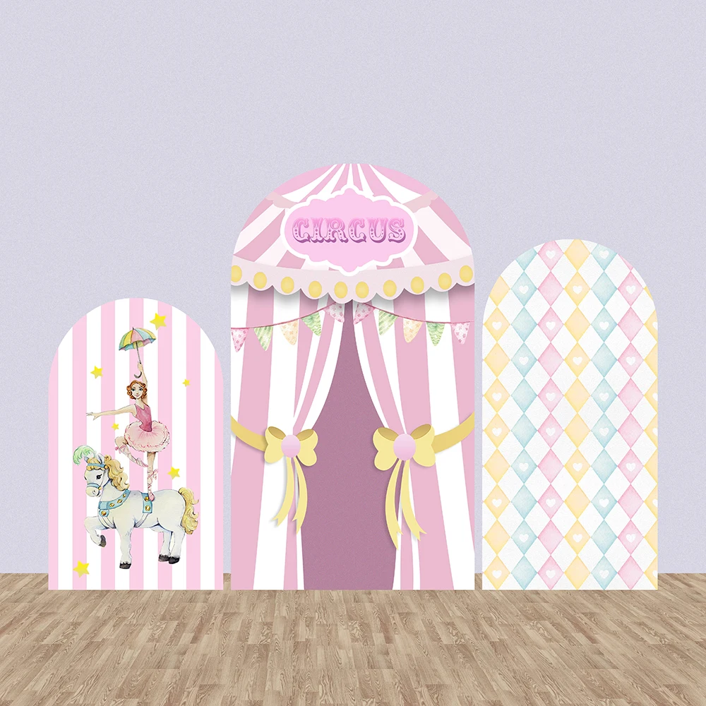 

Pink Circus Arch Cover Chiara Backdrop Princess Ballet Girl Birthday Party Photo Background Horse Banner Photobooth