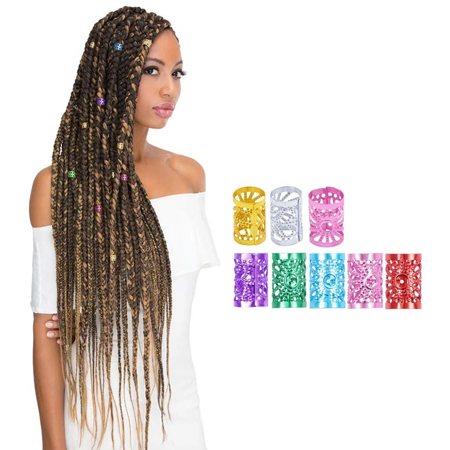 

1000pcs Tube Beads Golden Silver Rings For Braids Jewelry Ring Dread Dreadlock Beads Adjustable Braid Cuffs Hollow Hair Beads