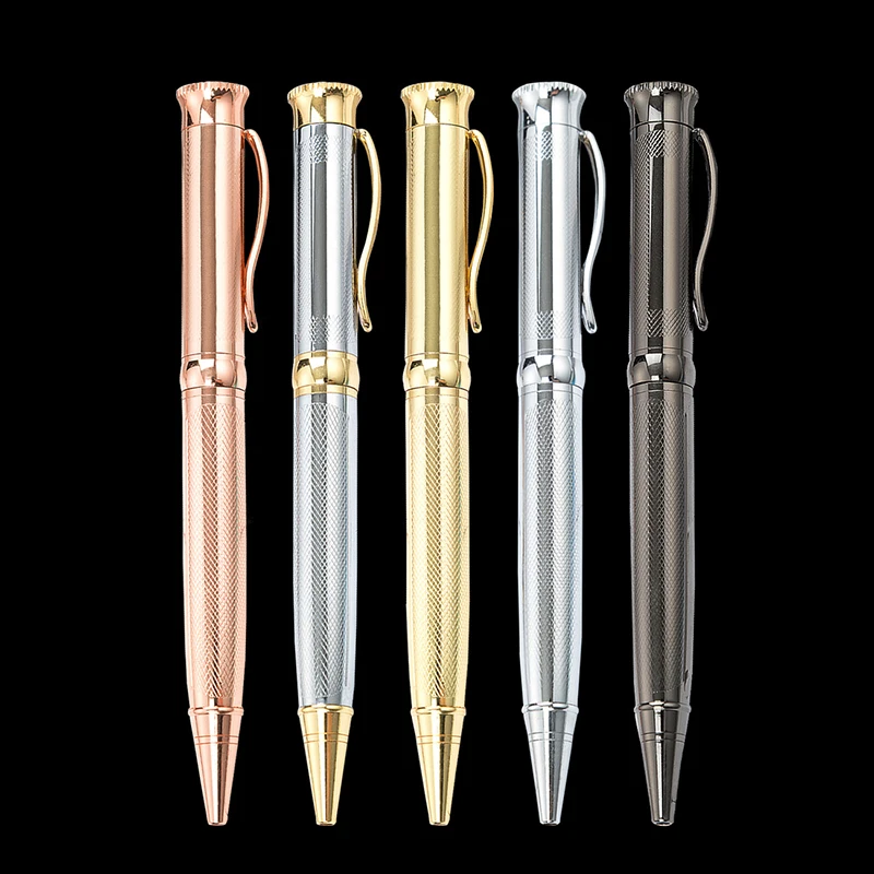 

Popular New Creative 1.0mm Gold Silver Metal Ballpoint Pen Printed Logo Rotating Oil Ballpoint Pen Student Stationery Supplies