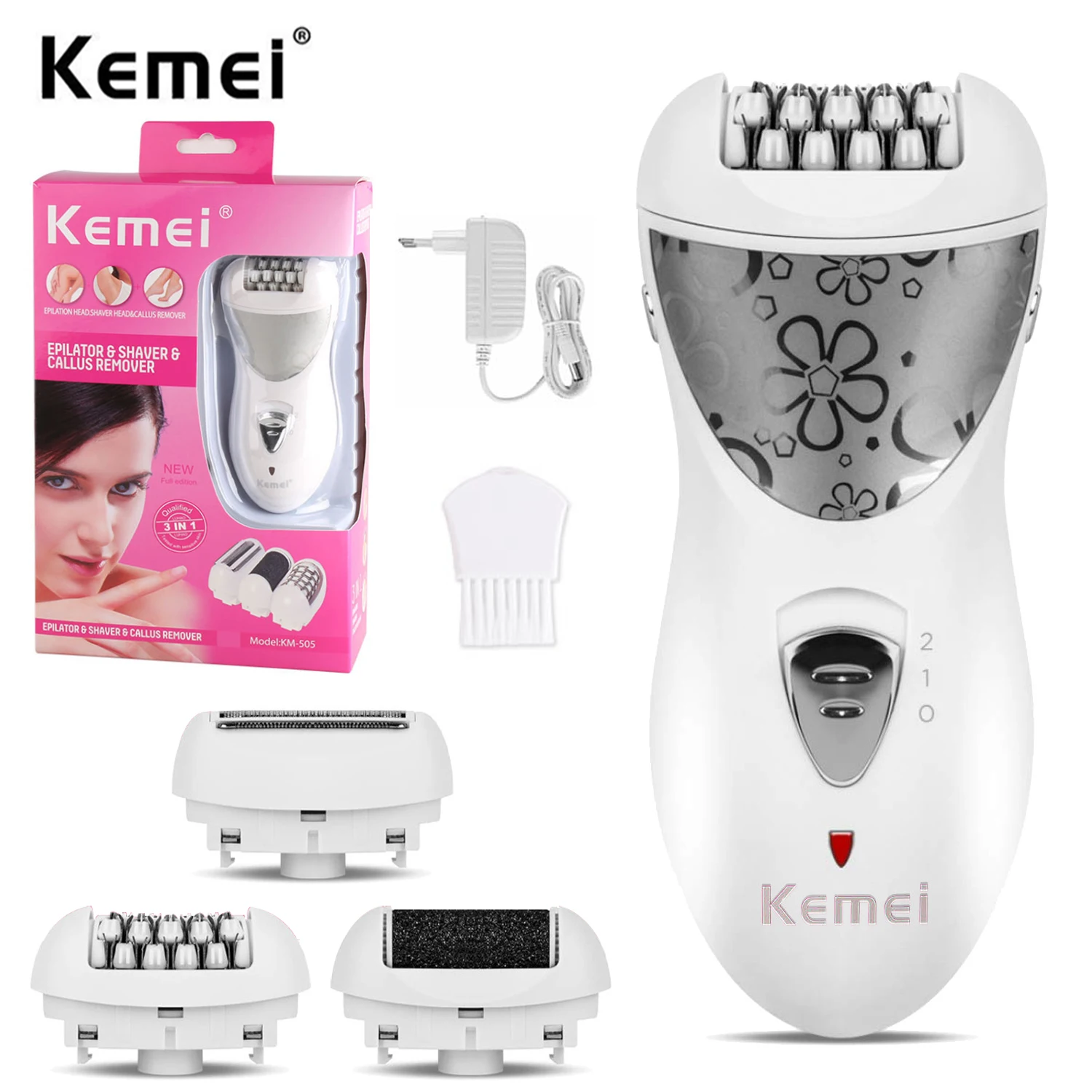 

Эпилятор Kemei 3 в 1, перезаряжаемый Дамский прибор для удаления волос, бритва, электрический прибор для удаления мозолей, удаление мозолей для женщин, инструменты для ухода за ногами