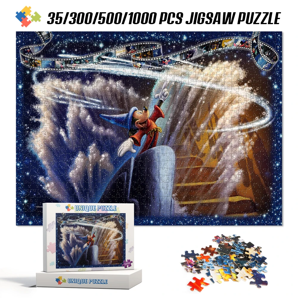 

Mickey Mouse 35/300/500/1000 Pieces Jigsaw Puzzles for Adults Children's Educational Toys Disney Cartoon Tangram Toys for Kids