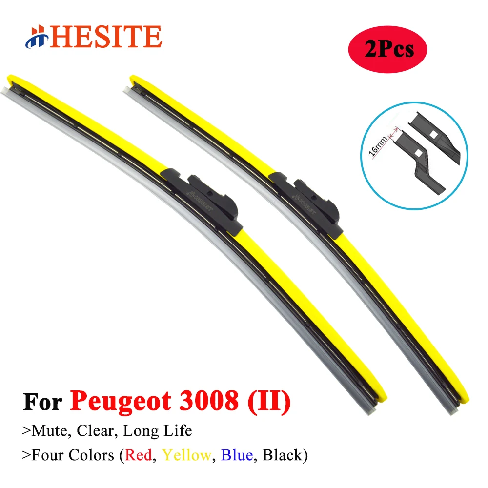

HESITE Colorful Windshield Wiper Blades For Peugeot 3008 MK2 SUV P84 2016 2017 2018 2019 2020 2021 2022 2023 Car Hybrid Wipers