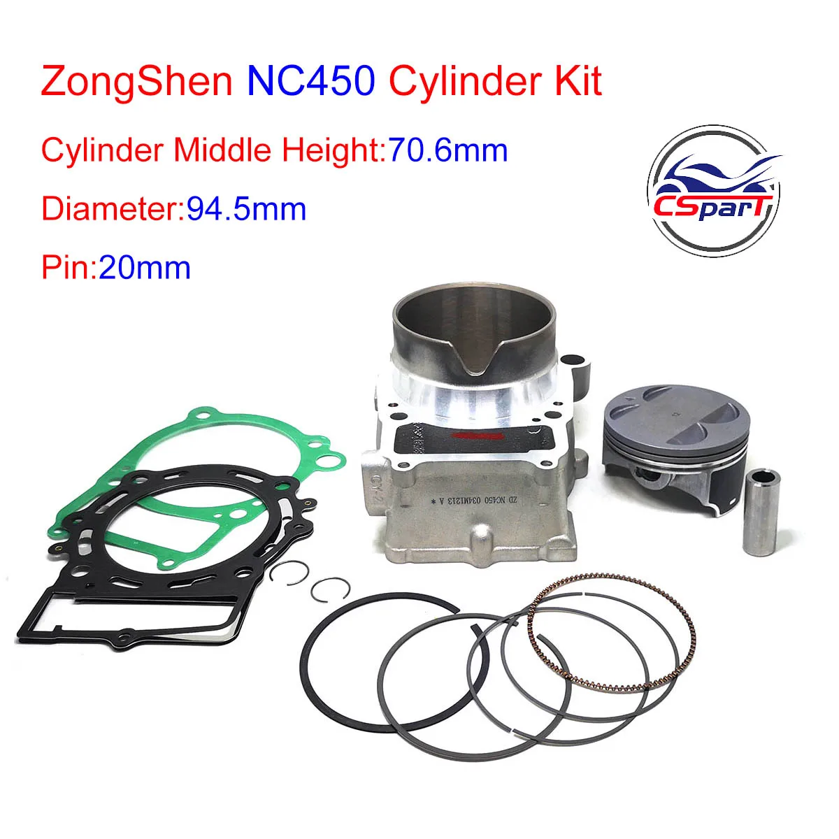 

94.5mm 4 Valve 450 450CC Cylinder Gasket Piston Ring Kit Zongshen NC450 ZS194MQ KAYO T6 BSE J5 xmotos Dirt Pit Bike ATV