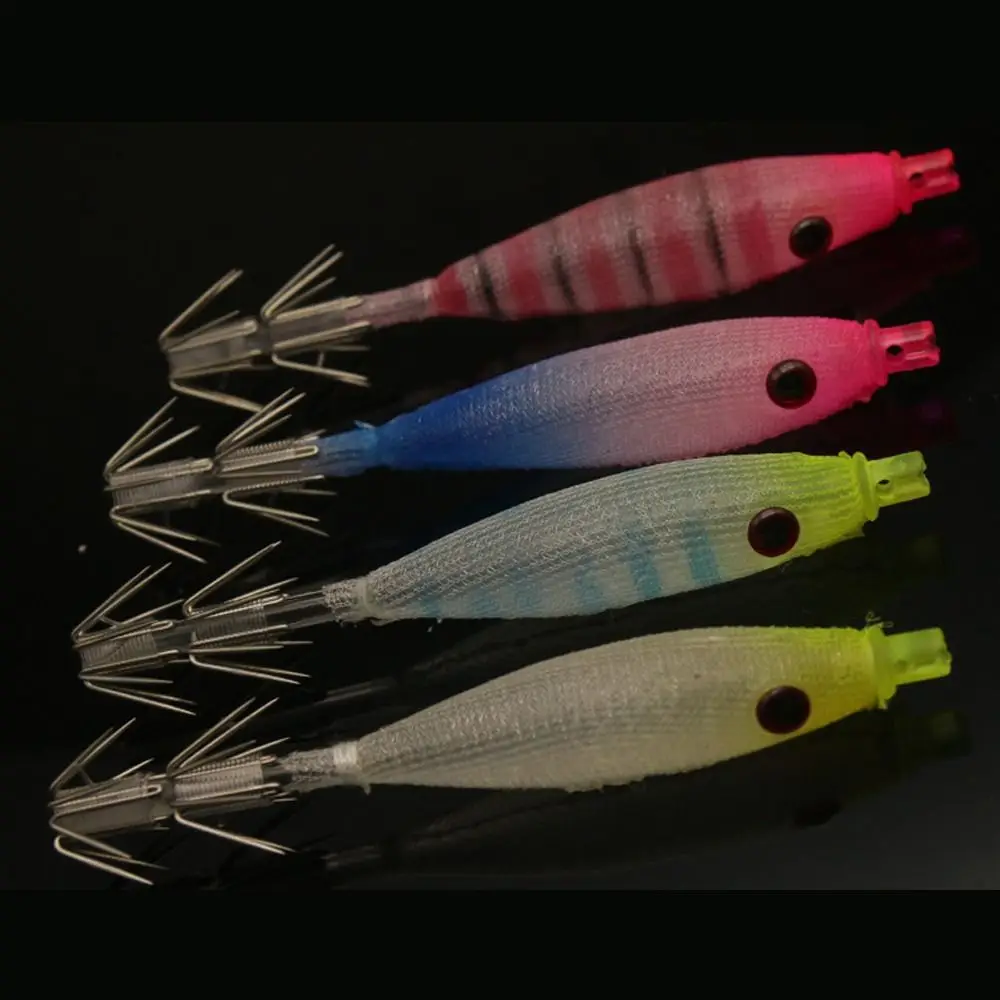 

4g/8cm Luminous Squid Hook Lure UV Blowing Tube Octopus Shrimp Bait Explosion Jig Hook Bazooka Cloth Roll Sea Fishing Accessory