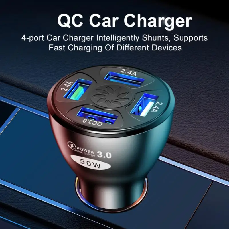 Автомобильное зарядное устройство с 4 Usb-портами 50 Вт |
