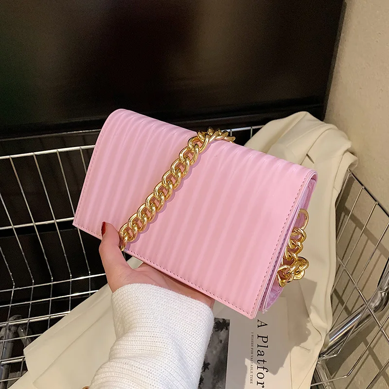 2023 Fashion Plaid Shoulder Bags Thick Chain Underarm Bags for Women Brand Designer Handbags and Purses Ladies Crossbody Bag