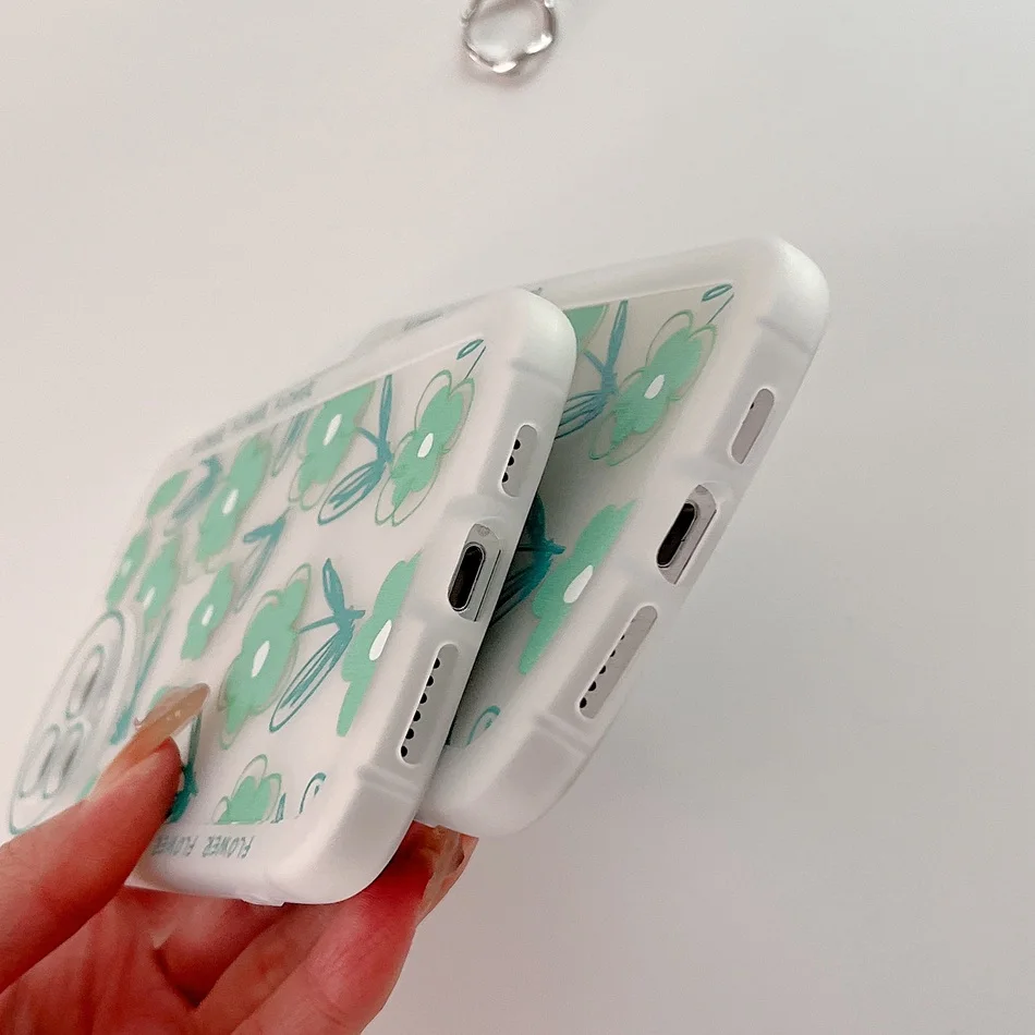 Ins корейские чехлы для телефонов с цветами iPhone XR X XS Max 11 12 13 Pro лазерный прозрачный