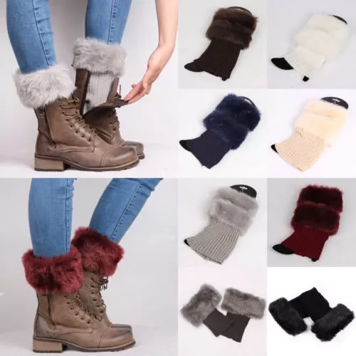 

Womens Knitted Boot Cuffs Fur Knit Warm Leg Warmers Boot Socks Legs Warmers Shoes Set