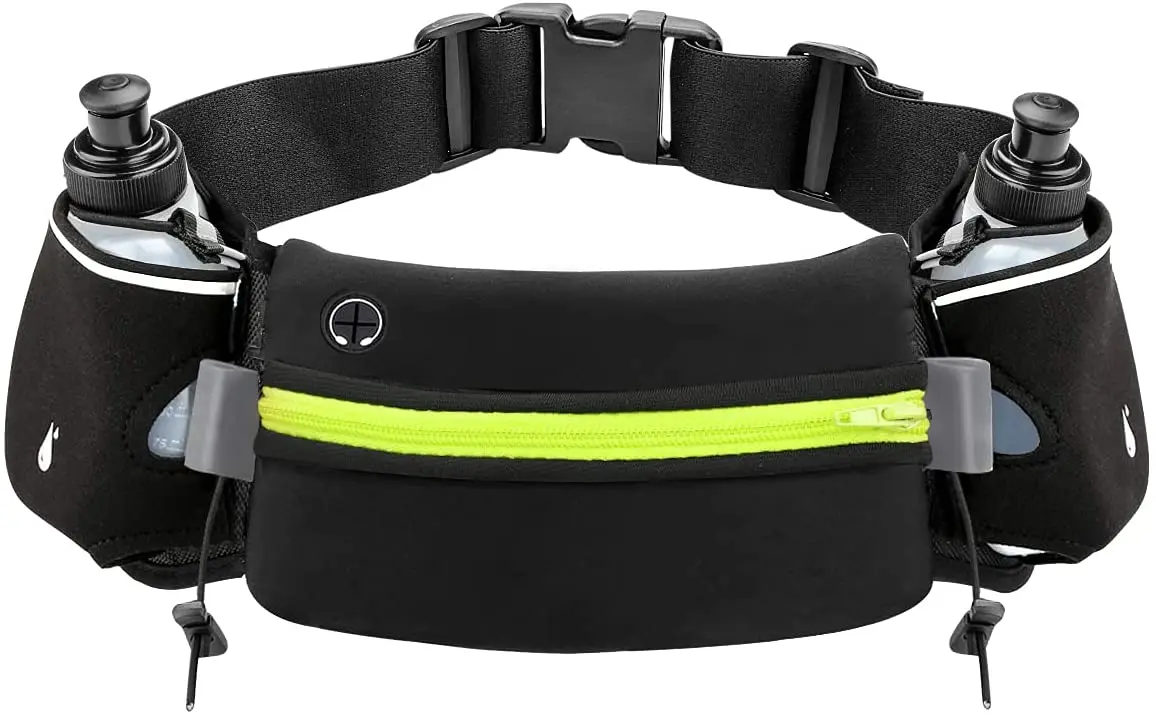 

Hydration Running Belt with 2 Water Bottles(2 x 300ML), Reflective Running Waist Bag Bum Bag Adjustable Sports Waist Pouch