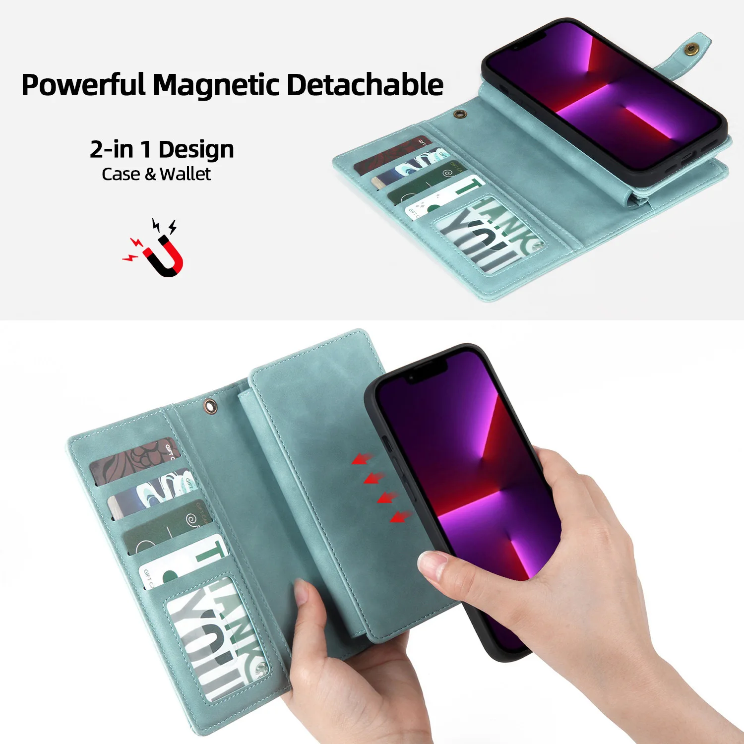 Anti-knock Kickstand Holder Wallet Detachable Flip Case For Samsung Galaxy S23 S22 Ultra Plus Cover Multi-functional Zipper Bag