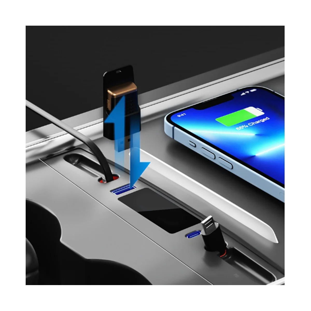 USB-Док-станция телескопическая для Tesla Model 3 Y 2021-2023 18 Вт