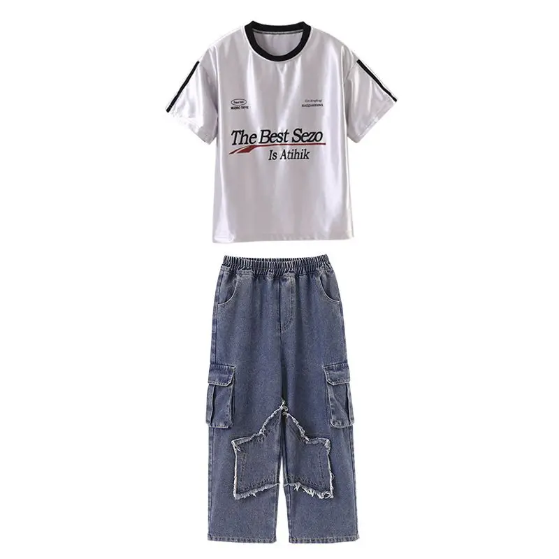 Детский хип-хоп наряд для мальчиков ковбойский с круглым вырезом летняя уличная