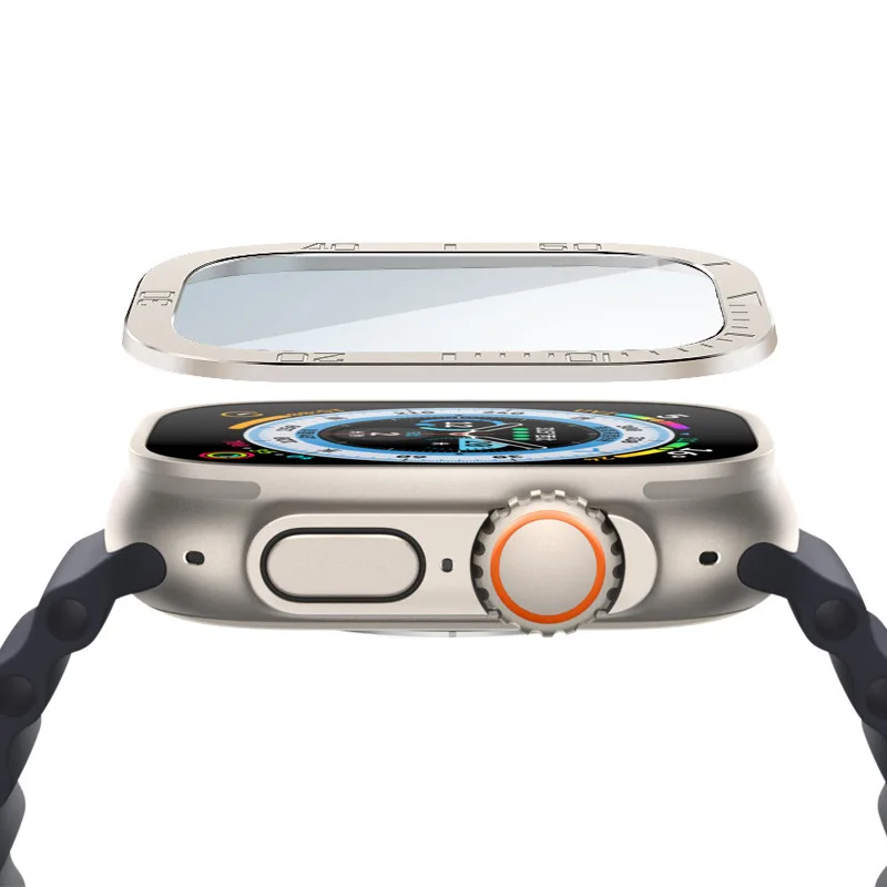 Screen Protector With Graduated For Apple Watch Ultra 49mm Tempered Glass Film Metal Frame For iWatch Series 8 Pro 49 mm Glass