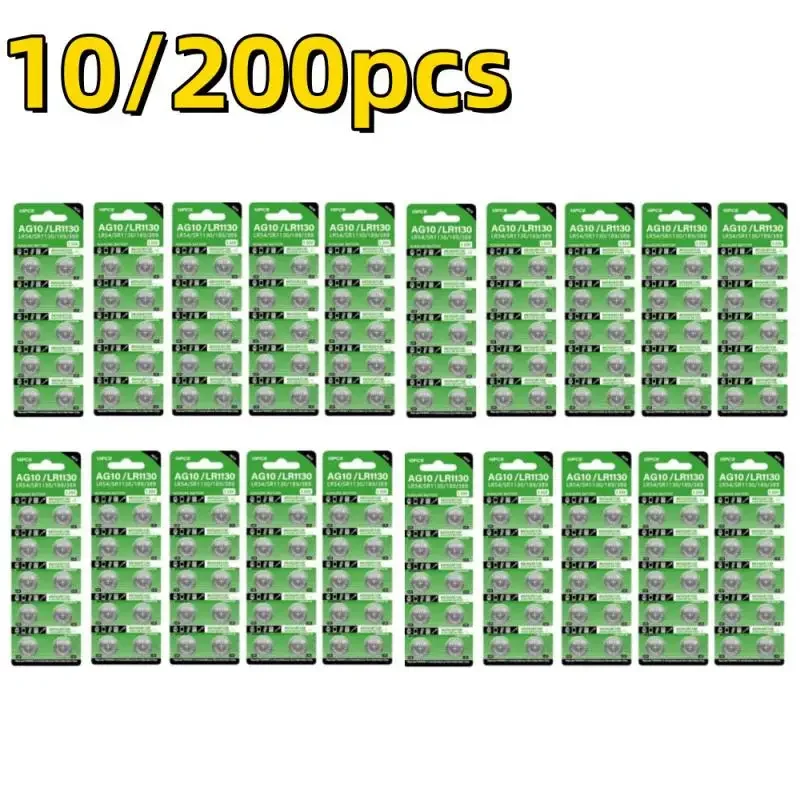 10/200 шт. 1 55 В AG10 LR1130 SR54 389 189 SR1130 D189 LR54 Кнопочные батарейки G10A SR1130SW Cell Coin Watch Toys
