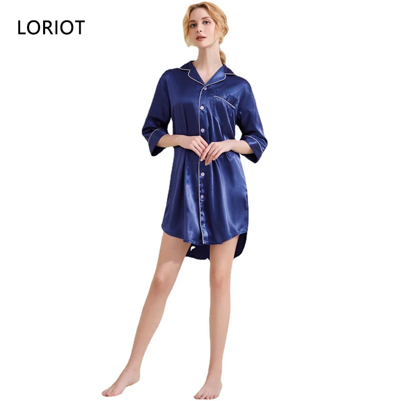 

Women's Satin Nightgown Nightdress Pajamas Pyjamas Nightwear Sleepwear V Neck Half Sleeve Sexy Casual SA1393