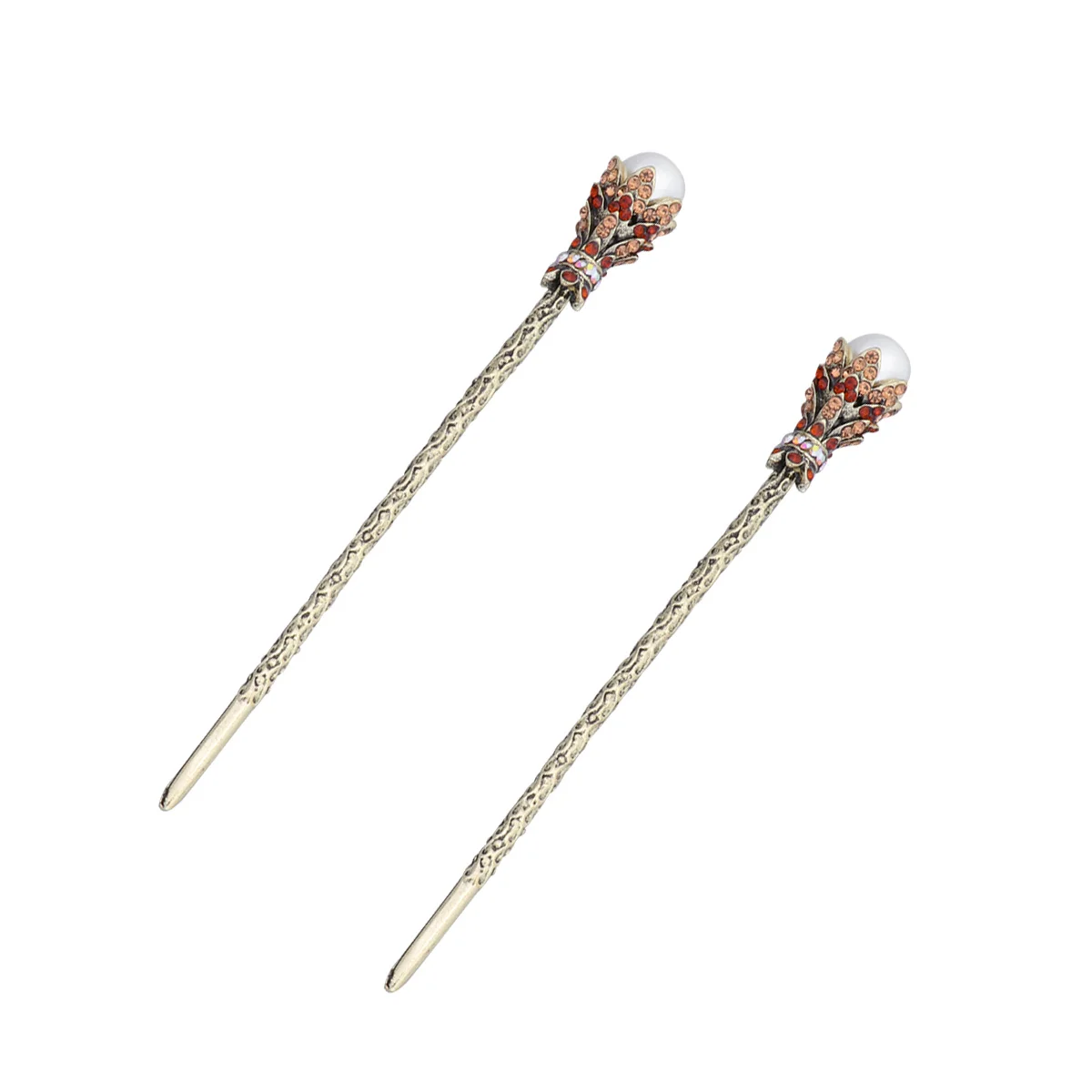 

2Pcs Rhinestone Hairpins Pearl Hairpins Chinese Hair Sticks Bride Tiaras Pearl Chinese Hair Accessories Hair Fork