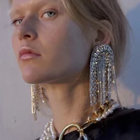 2022 womens fashion jewelry shiny rhinestone tassel dangle hot sale evening dress temperament earrings