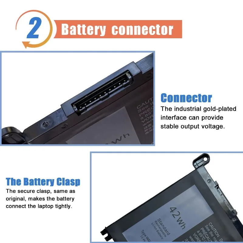 Фото Аккумулятор для ноутбука WDXOR WDX0R для Dell Inspiron 13 15 5000 7000 5570 7579 7378 5565 5567 5378 5379 Latitude 3340 3400 3500 3190 №3