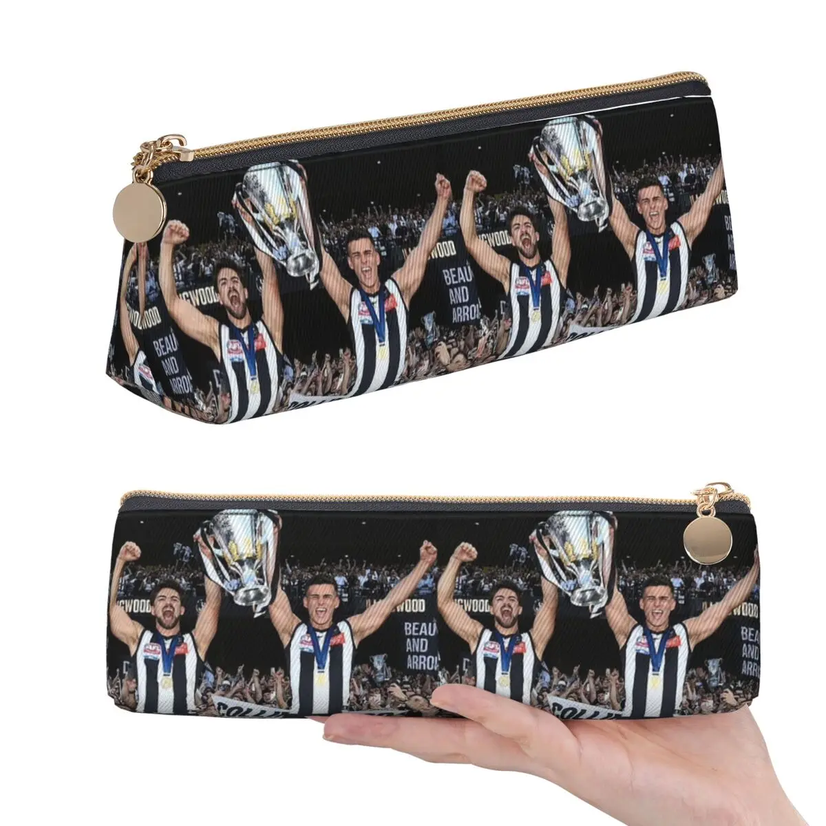Фото Пенал Daicos Brothers Premiership Trophy Collingwood для студентов, коробка для ручек, сумка для карандашей, канцелярские принадлежности, сумка-органайзер для ручек №1