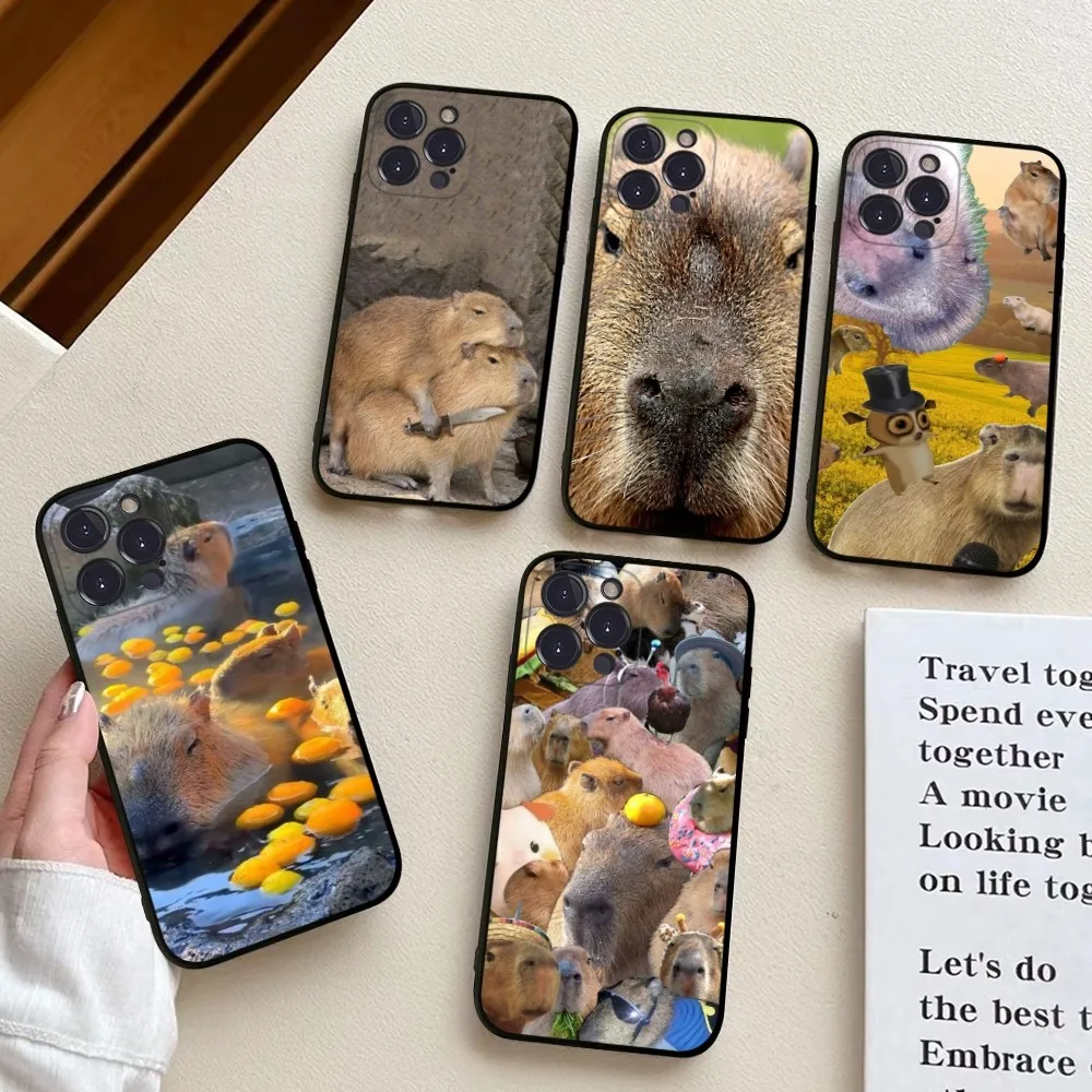 

Animal Funny Capybara Bling Phone Case For iPhone 14 11 12 13 Mini Pro XS Max Cover 6 7 8 Plus X XR SE 2020 Funda Shell