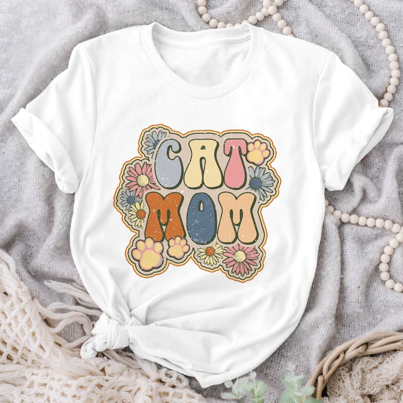 

Casual Women's Cartoon Daughter's 90's Mother's Clothing Women's Mother's Cartoon Pattern Printed T-shirt Women's Loose T-shirt.
