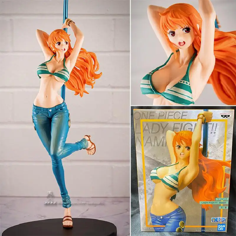

Glazovin Original Bp One Piece 20cm Lady Fight Nami Combat Form Weather Stick Pvc Action Figure Collectible Model Toy