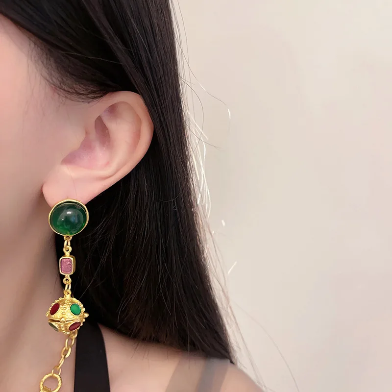 Женские винтажные серьги с кристаллами