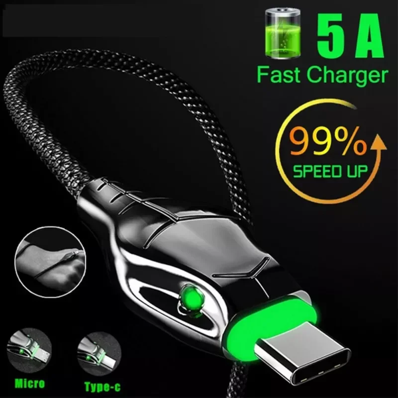 

USB Type C Cable 5A Fast Charger for Samsung Galaxy S21 S20 S21+ Ultra Note 20 10 A71 A72 A52 A51 A53 5G Redmi note 7 8 9 10 pro