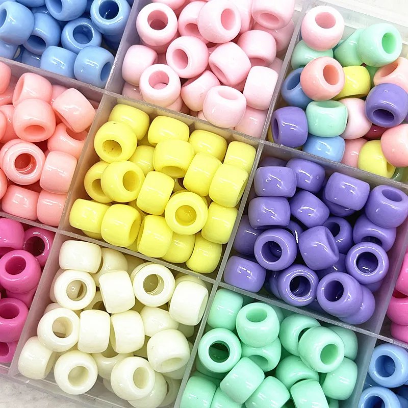 

50pcs 6X9mm Big Hole Acrylic Beads Spacer Loose Beads for Jewelry Making DIY Handmade Bracelet Accessories