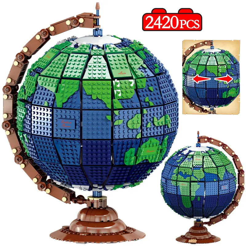 2420pcs City Street View Serie New Design Globe Map Building Blocks Technical MOC Architecture Bricks Toys for Children Gift