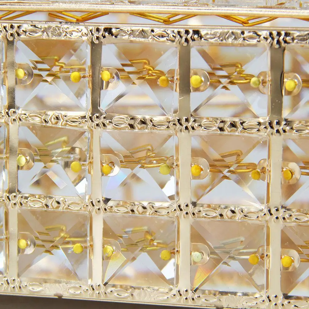 

Rectangular Crystal Facial Tissue Box Cover Metal Holder for Desk Table gold