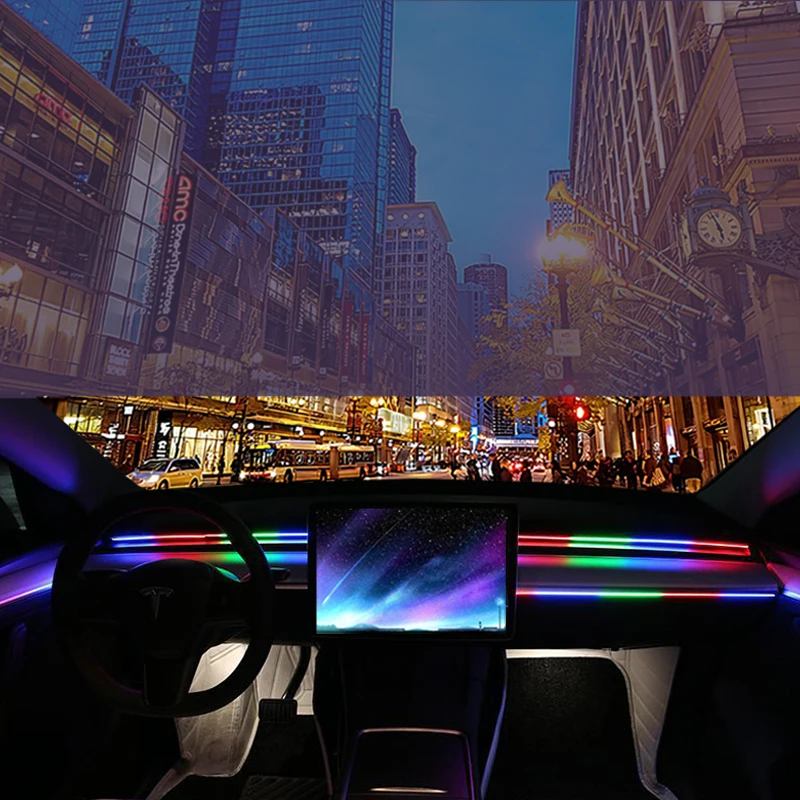 6 в 1 полоса из акрилового волокна для подсветки салона автомобиля