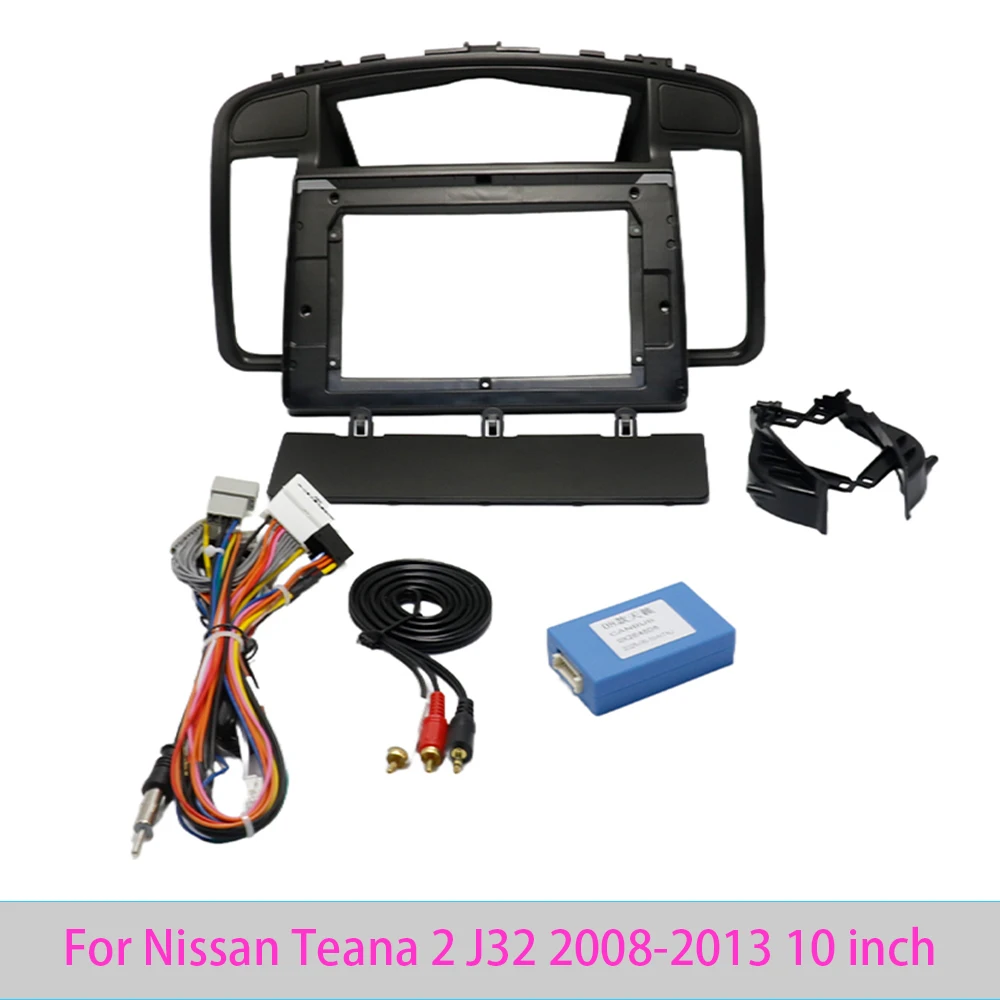 Фото Рамка автомобильного радио Fascias для Nissan Teana 2 J32 2008-2013, 10-дюймовая стерео панель, жгут проводов, шнур питания, кабель, декодер Canbus №1
