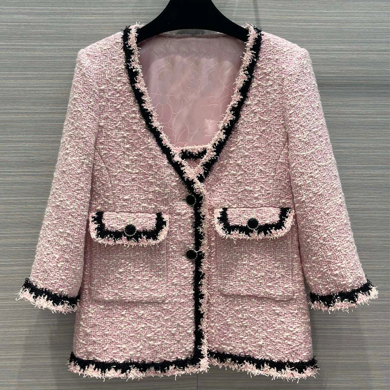 

High Quality Runway Designer Jaqueta Feminina Korean Fashion V-neck Pockets Wool Winter Coat Luxury Abrigos Mujer Invierno 2022