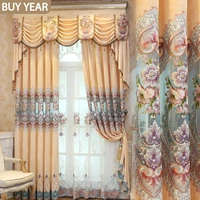 european style curtains for living dining room bedroom chenille embroidered curtain tulle finished product customization valance