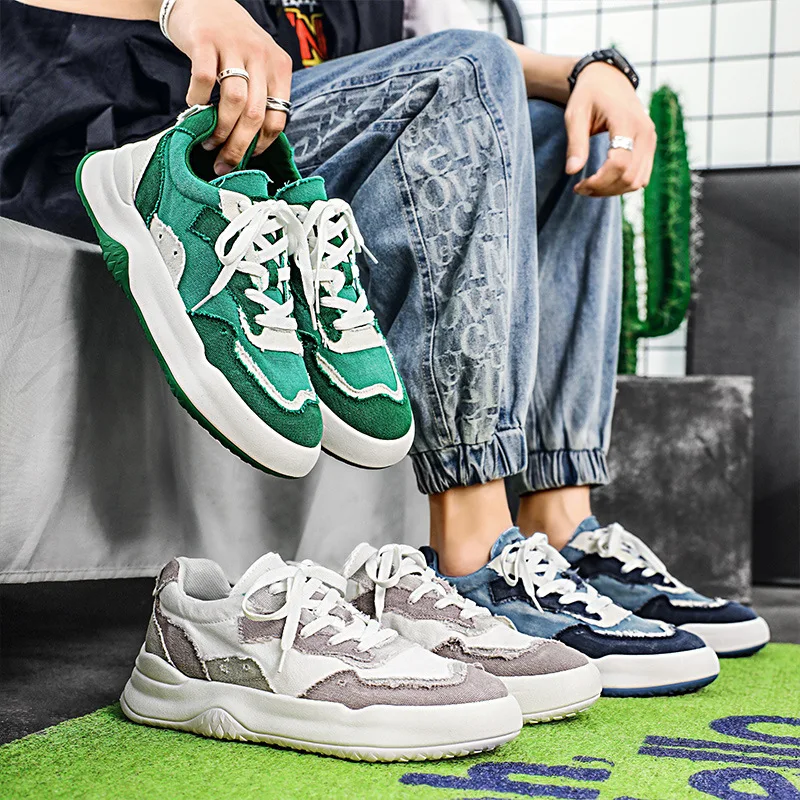 

Men's Shoes 2022 Summer Breathable Canvas Shoe with Thick Soles and High Casual Sports Shoes