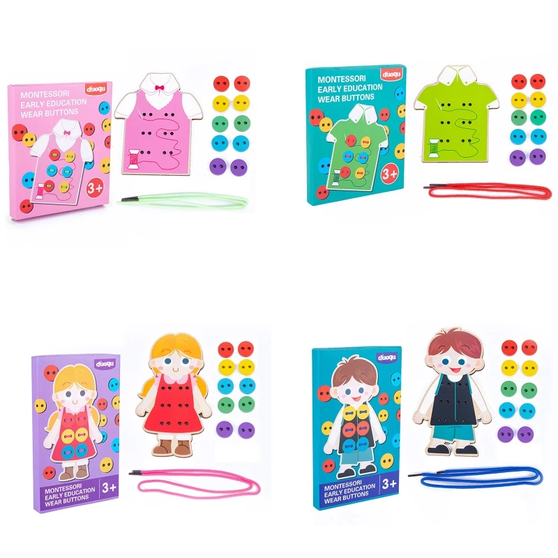 

Y3NF Montessori Teaching Threading Wooden Puzzle Toy for Toddler Life Skill Training