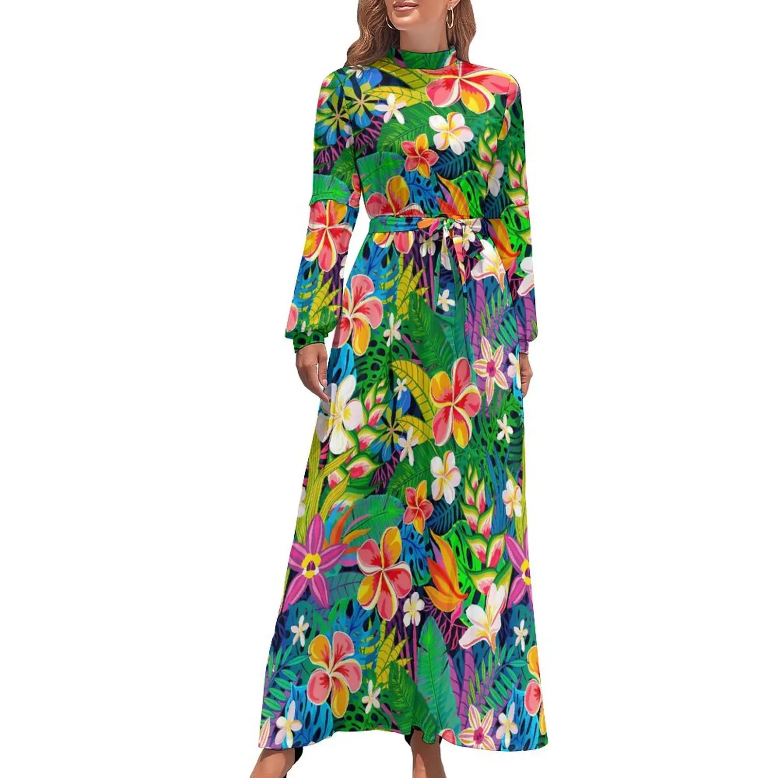 

Платье-макси с длинным рукавом и цветочным принтом