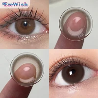 eyewish 1 pair brown gray natural pupil lenses for eyes soft contact lenses for myopia beauty eye color lens yearly use 14 2mm