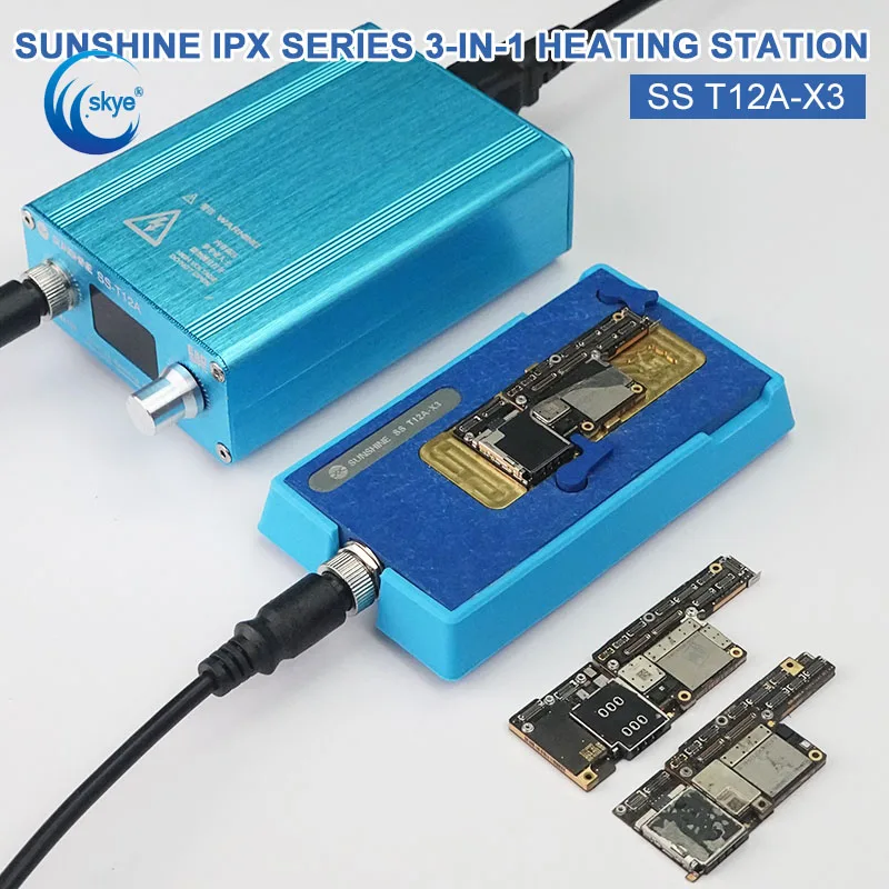 

SUNSHINE T12a X3 Soldering Station Kit Motherboard Repair Tool for Iphone 6 7 8 X XsMax 11 Cpu Nand Heating Disassembly Platform