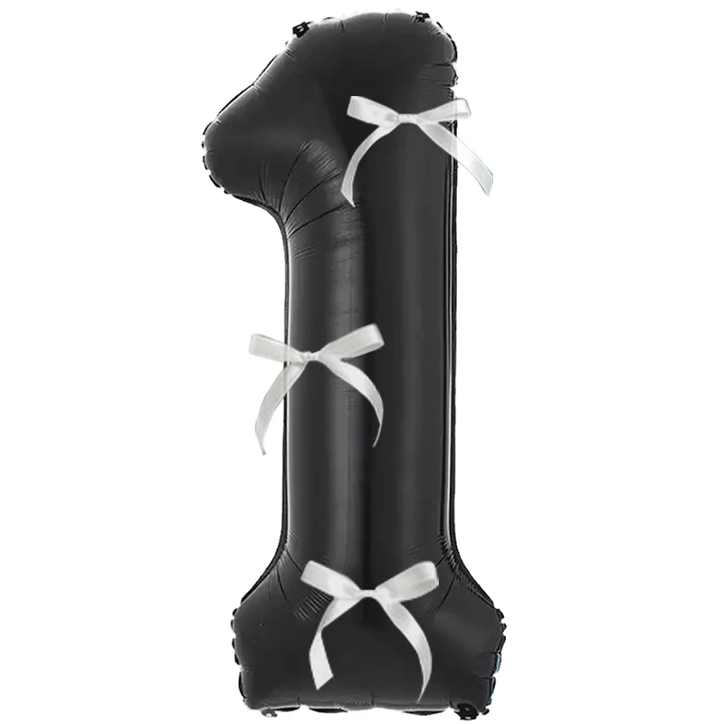 32-дюймовые воздушные шары из алюминиевой фольги, черные цифры 0-9 для украшения дня рождения, 3 белых бантика для празднования дня рождения