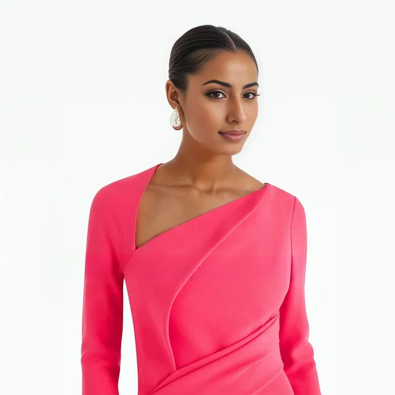 CustomizedHigh 2024 новое женское атласное облегающее вечернее платье ярко-розового