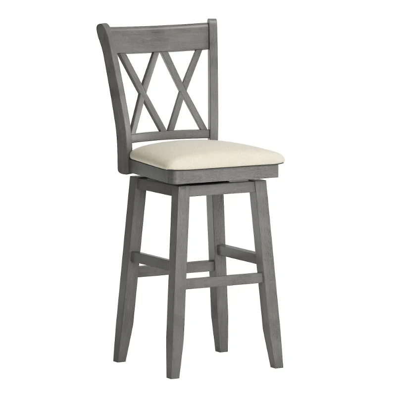 Weston Home Sheena Bar Stool with Swivel, Antique Grey 20.1 Inches Wide X 21.7 Inches Deep X 47 Inches High  Dinning Chair
