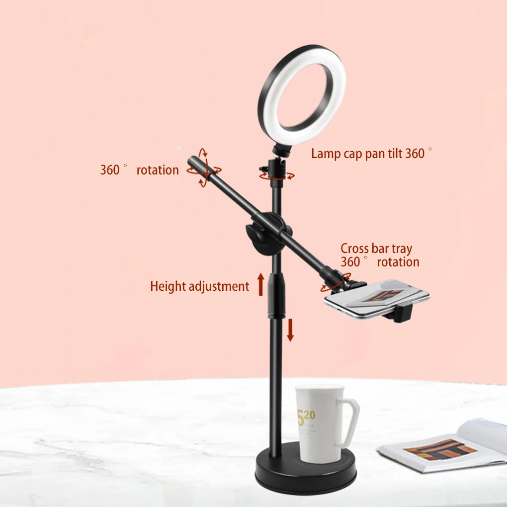 

Mobile Phone Stand Video Chatting Online Course Fill Light Holder Adjustable Photography Bracket Photo Shooting Accessory