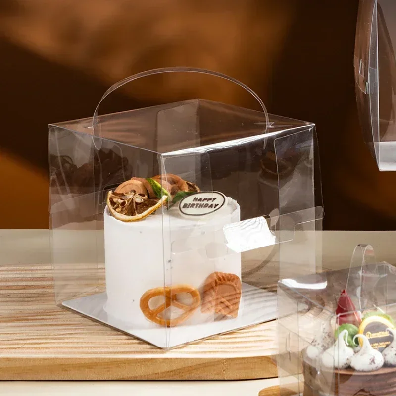 10 шт. прозрачная ручная коробка для торта 2 дюйма 3-дюймовая квадратная