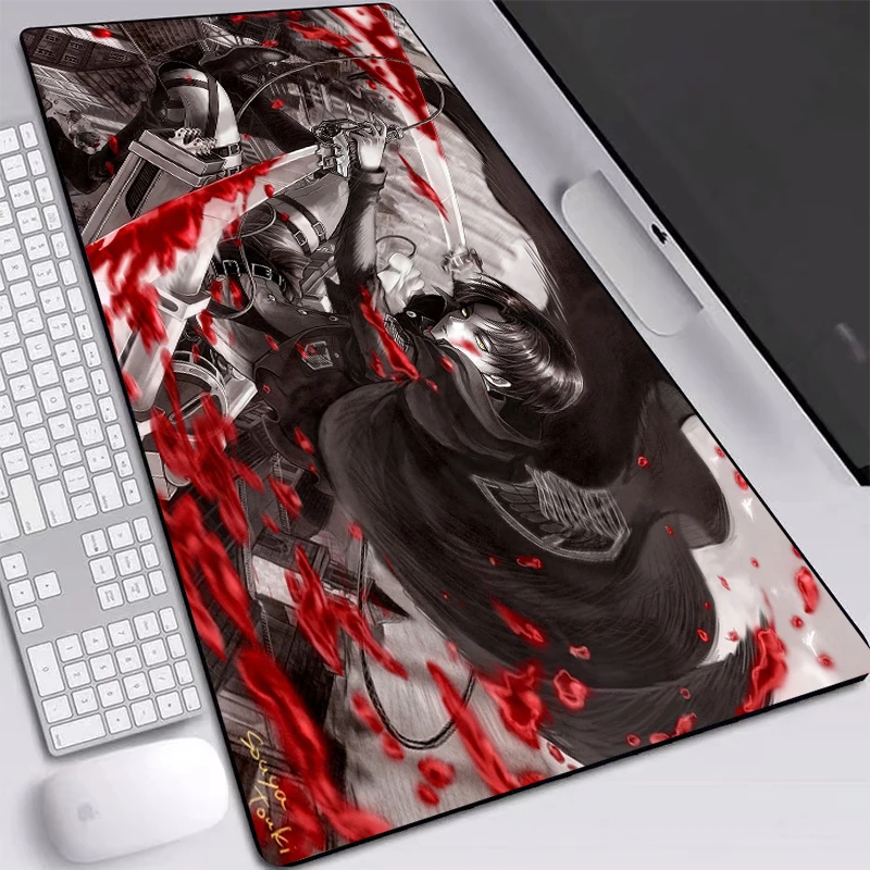 

Anime Pads Mice Attack on Titan Mouse Pad Desktop Heated Mice Pad Custom with Sewn Edges Keyboards Pad 900x400mm Desk Mat