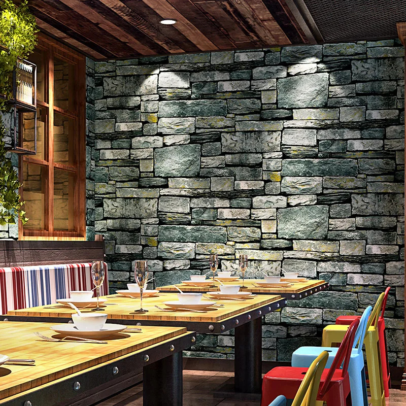

Fan stone wallpaper imitation stone pattern barbecue three-dimensional retro background wallpaper papel tapiz 3d para pared